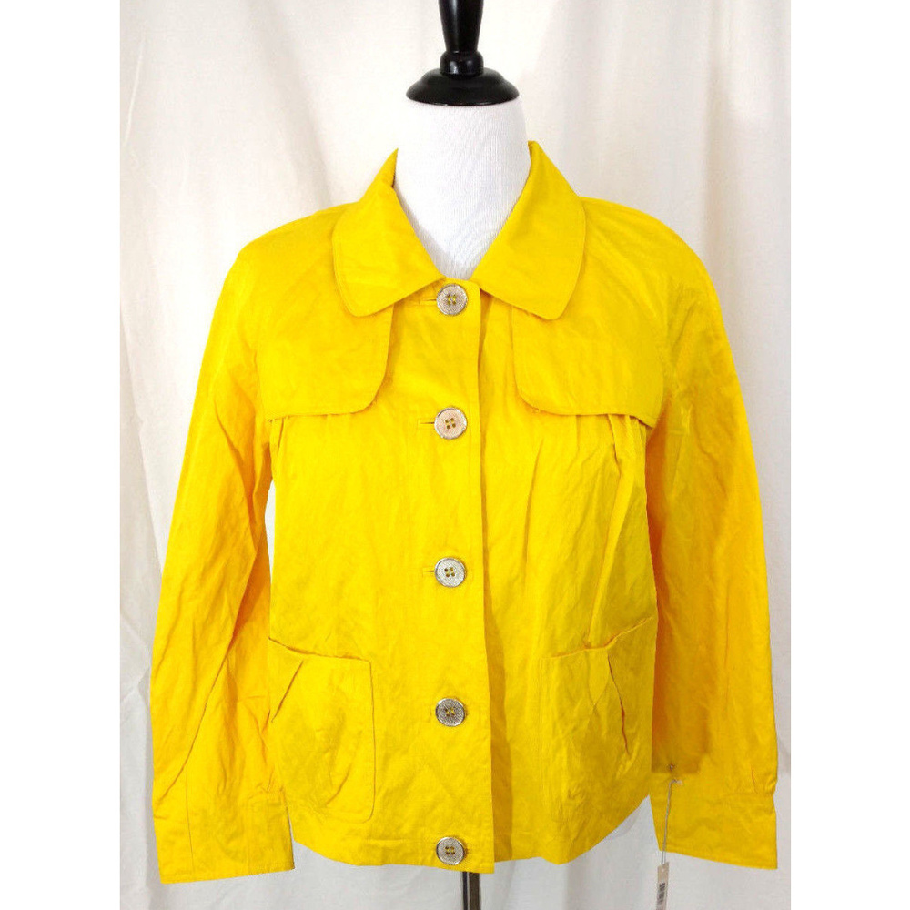 Jacket Blazer Womens Size L Yellow Button Up